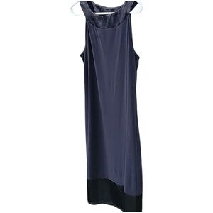 TIANA B Sleeveless black dress midi with slip-on 
Sheath satin trim size M GUC